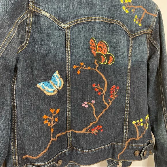 GAP Embroidered Denim Jean Jacket - Juniors Large - Picture 6 of 11